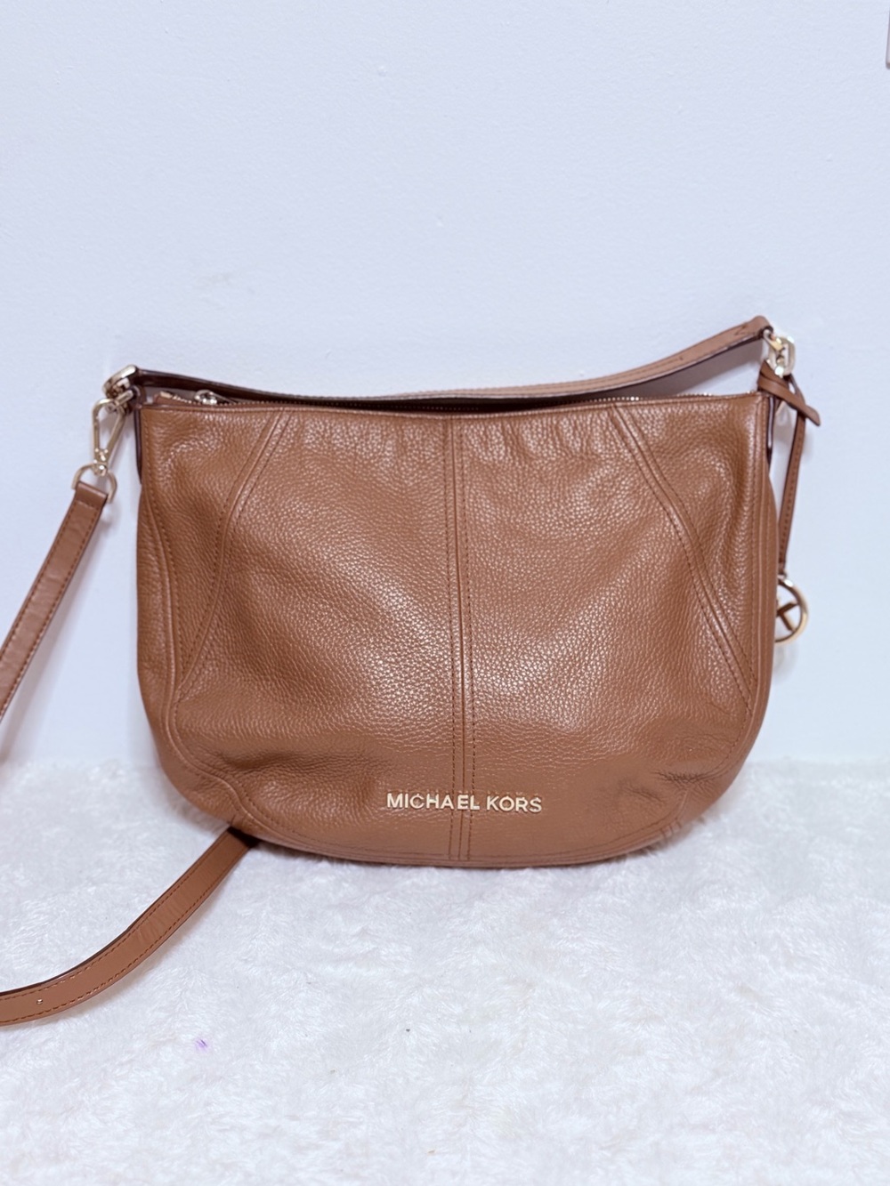 Michael Kors Brown Pebbled Leather Crossbody Bag